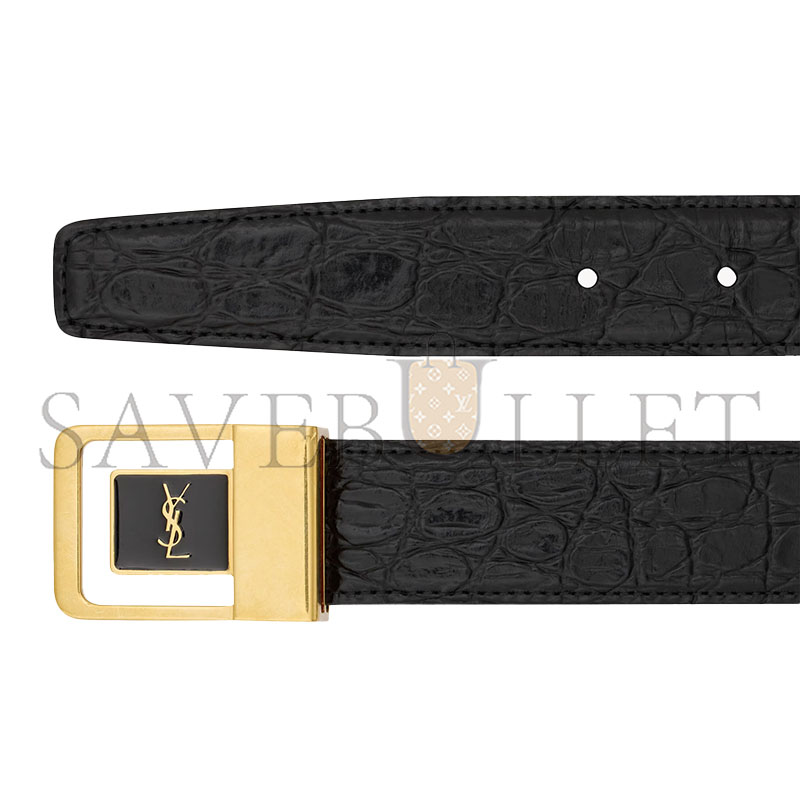 YSL BELT CROCODILE-EMBOSSED LEATHER WOMEN'S BUCKLE 7325561ZQ8J1000